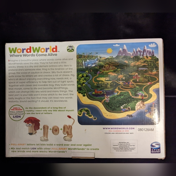 NRFB - PBS Kids Word World Pull-Apart WordFriend Magnetic Lion + DVD BRAND NEW! - Picture 3 of 6